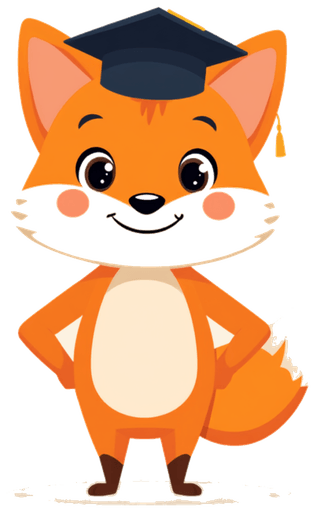 Zak Rad the fox wearing a graduation cap, waving hello