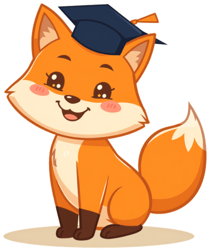 Zak Rad the fox sitting and sharing a fun fact